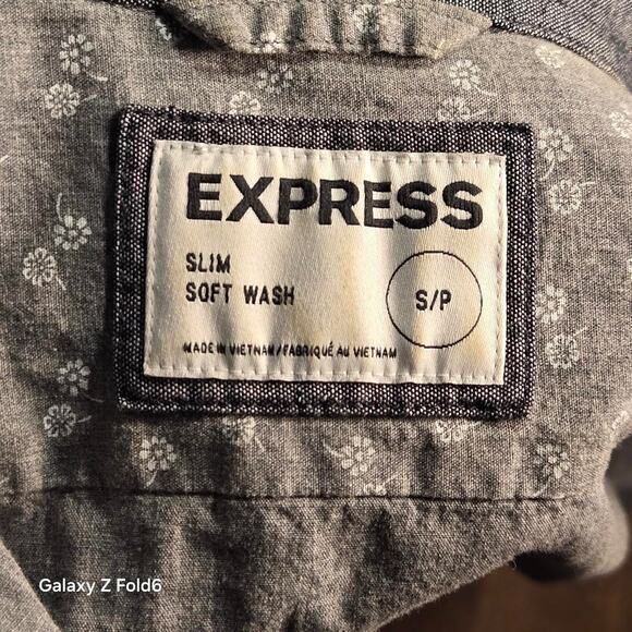 Grey Express slim fit button down shirt size small - Picture 4 of 6